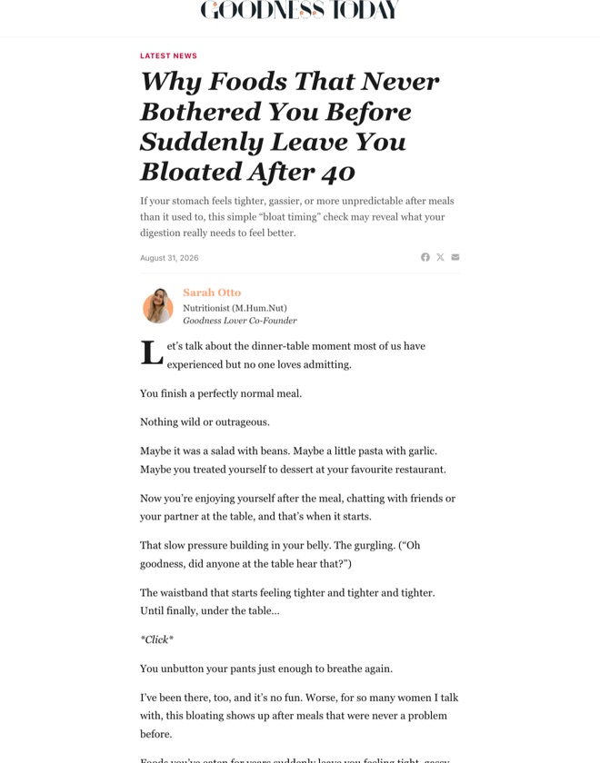 Debloat advertorial page